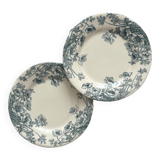 2 assiettes à dessert terre de fer « Anémones » Gien
