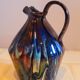 Antique pitcher carafe in midnight blue marbled ceramic