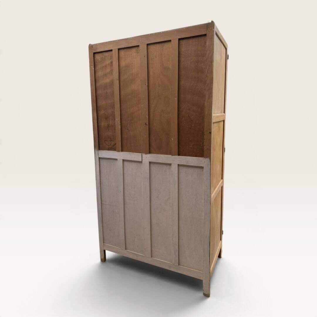Parisian Art Deco wardrobe, renovated with raw wood.