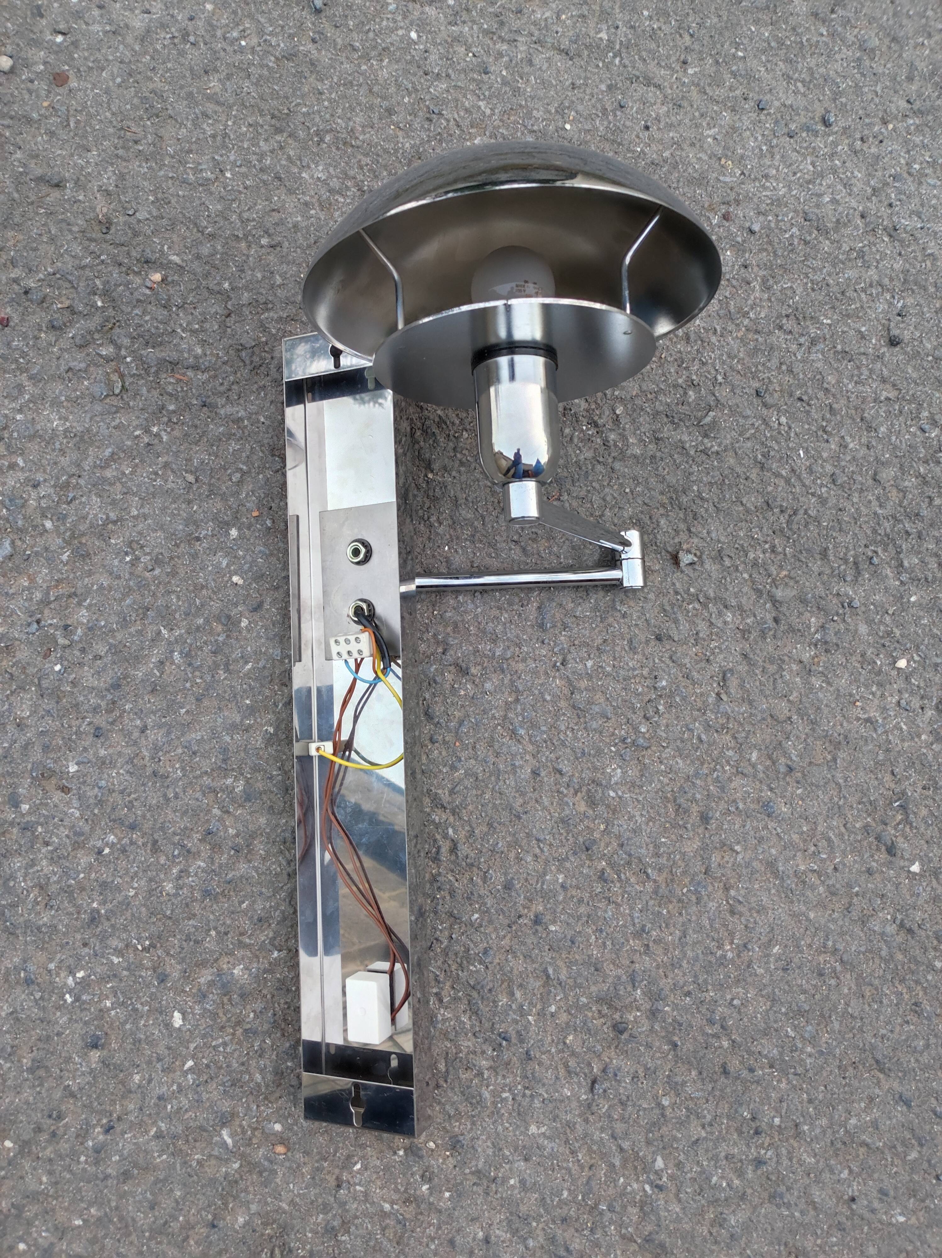 Wall lamp chromed metal 2 articulated arms