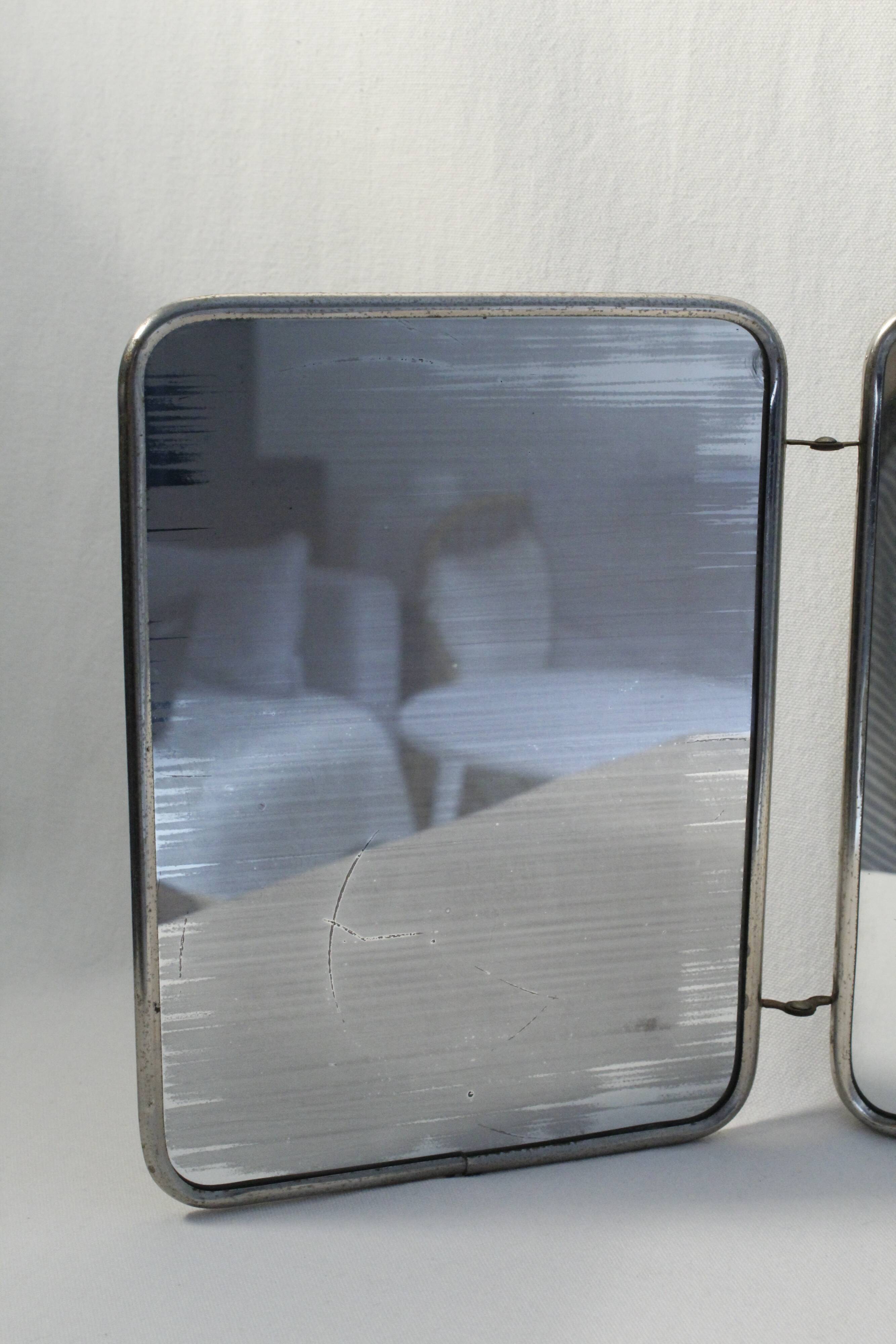 Vintage triptych barber mirror