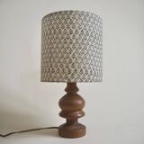 Wooden lamp with fabric shade