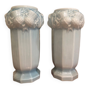 2 Vases opaline bleus