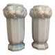 2 Antique blue opaline Art Nouveau vases with thistle motifs