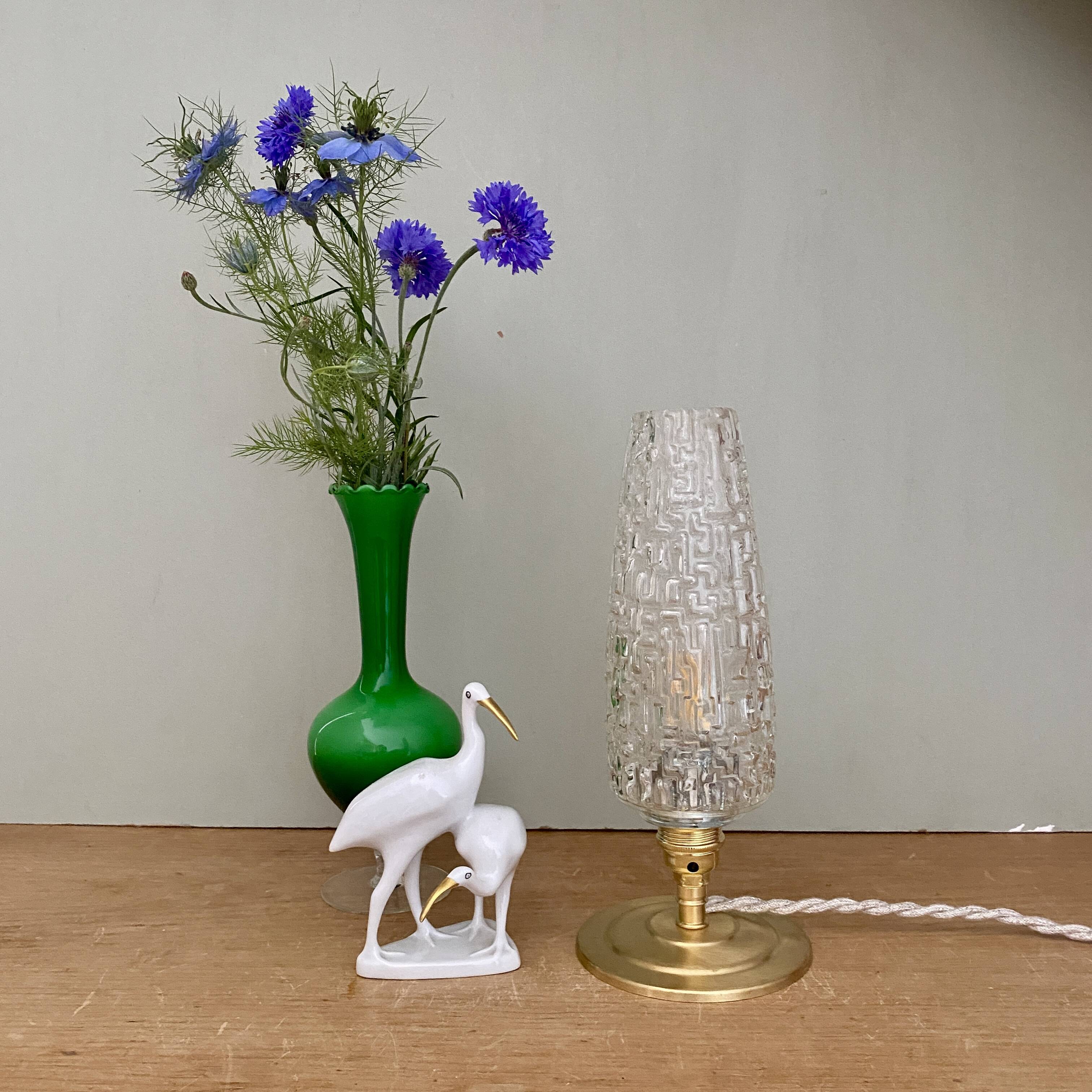 Vintage globe table lamp in molded glass