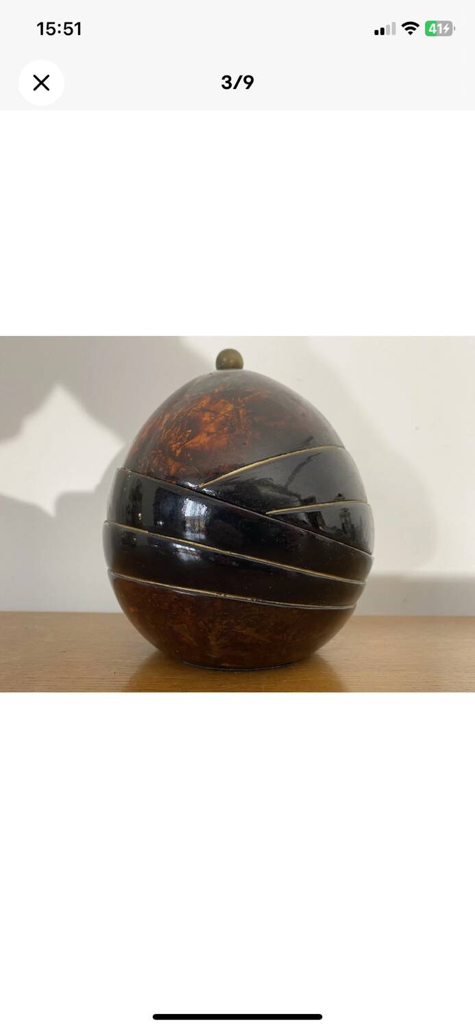 Antique Coconut Ice Bucket 50s Vintage