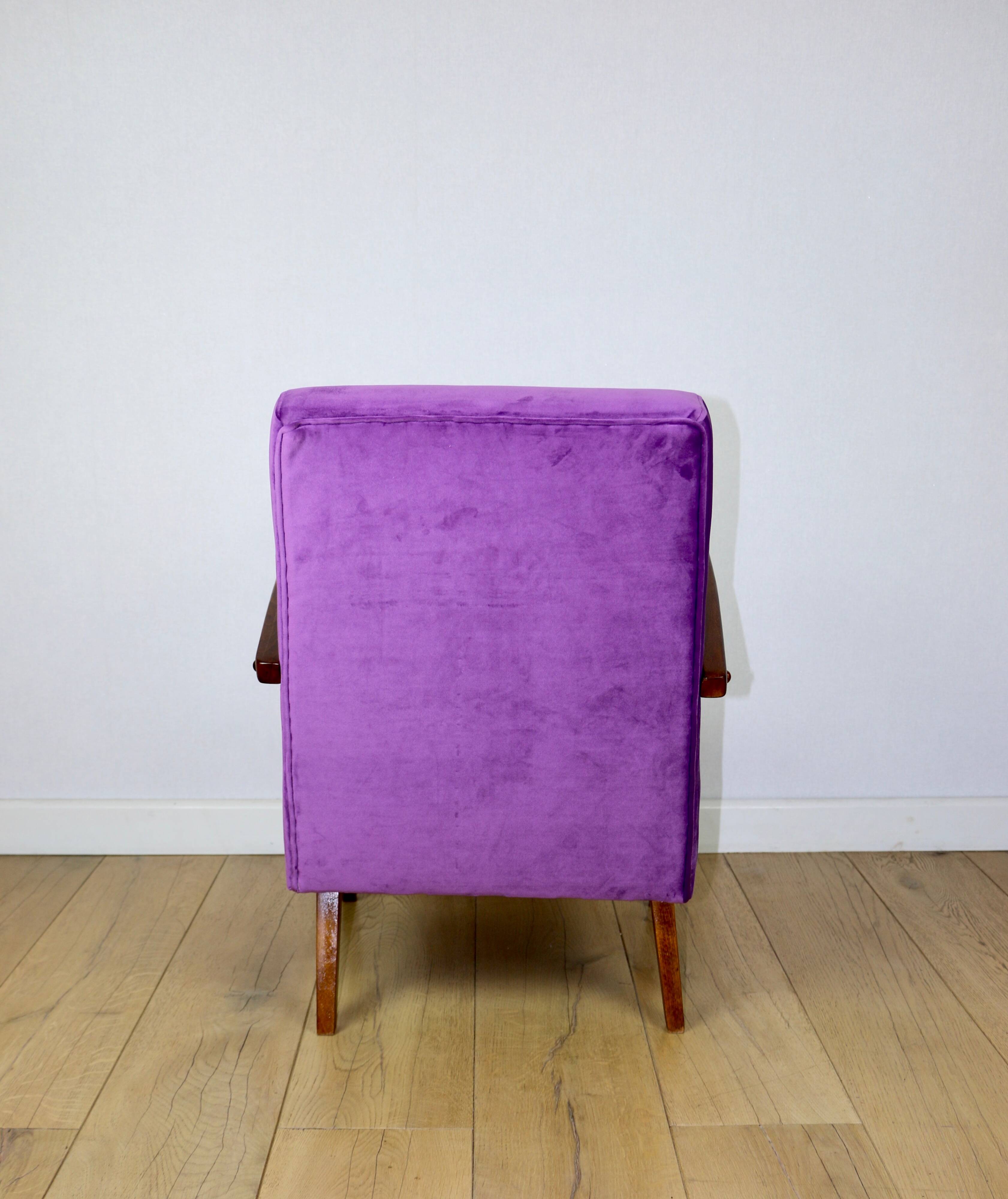 Vintage loft armchair purple velvet - 2 pieces available