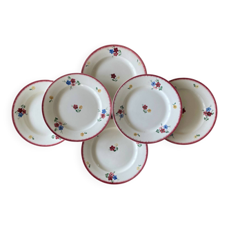 6  assiettes plates anciennes en faïence de Sarreguemines