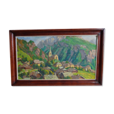 Mountain landscape painting Haute savoie La vacheresse