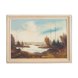 Painting „The Autumn Pond”, Scandinavian design, 1970s