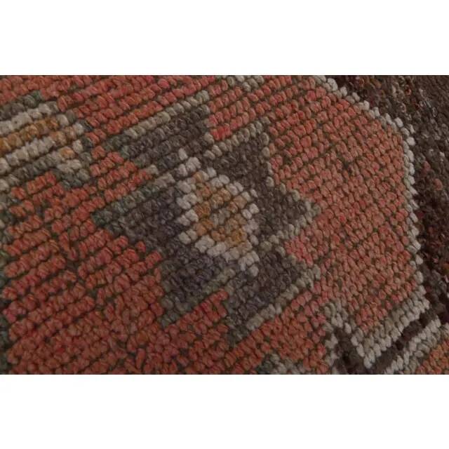 1970s Vintage Turkish Oushak Handmade Wool Cotton Pink Runner Rug 94x311