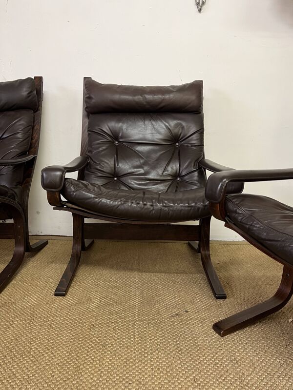 Ensemble de 4 Fauteuils et ottoman ''Siesta'' par Ingmar Relling