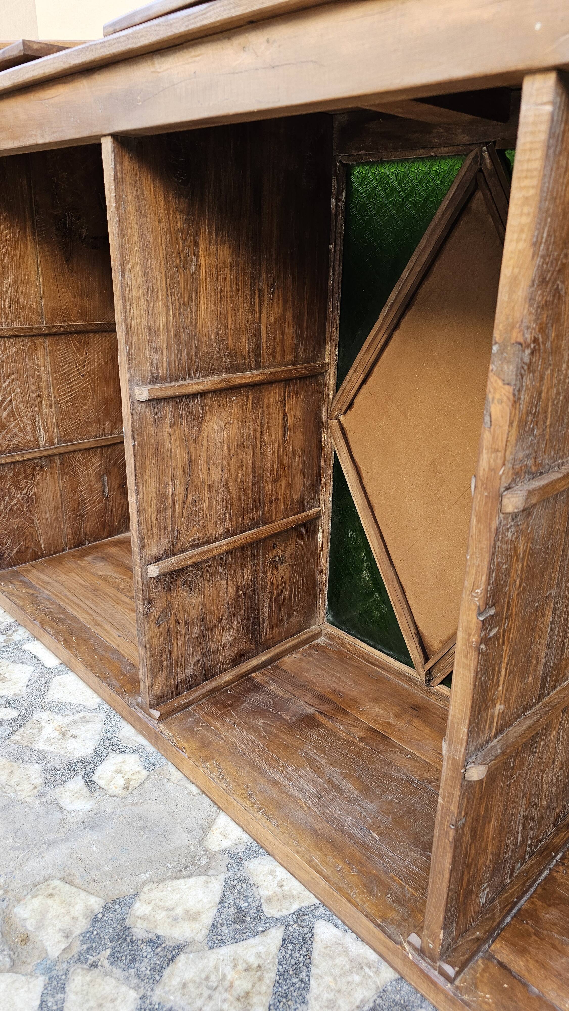 Old shop counter in Burmese teak.