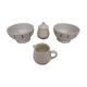 Set of 2 Basque bowls with sugar bowl and milk jug