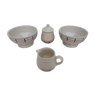 Set of 2 Basque bowls with sugar bowl and milk jug