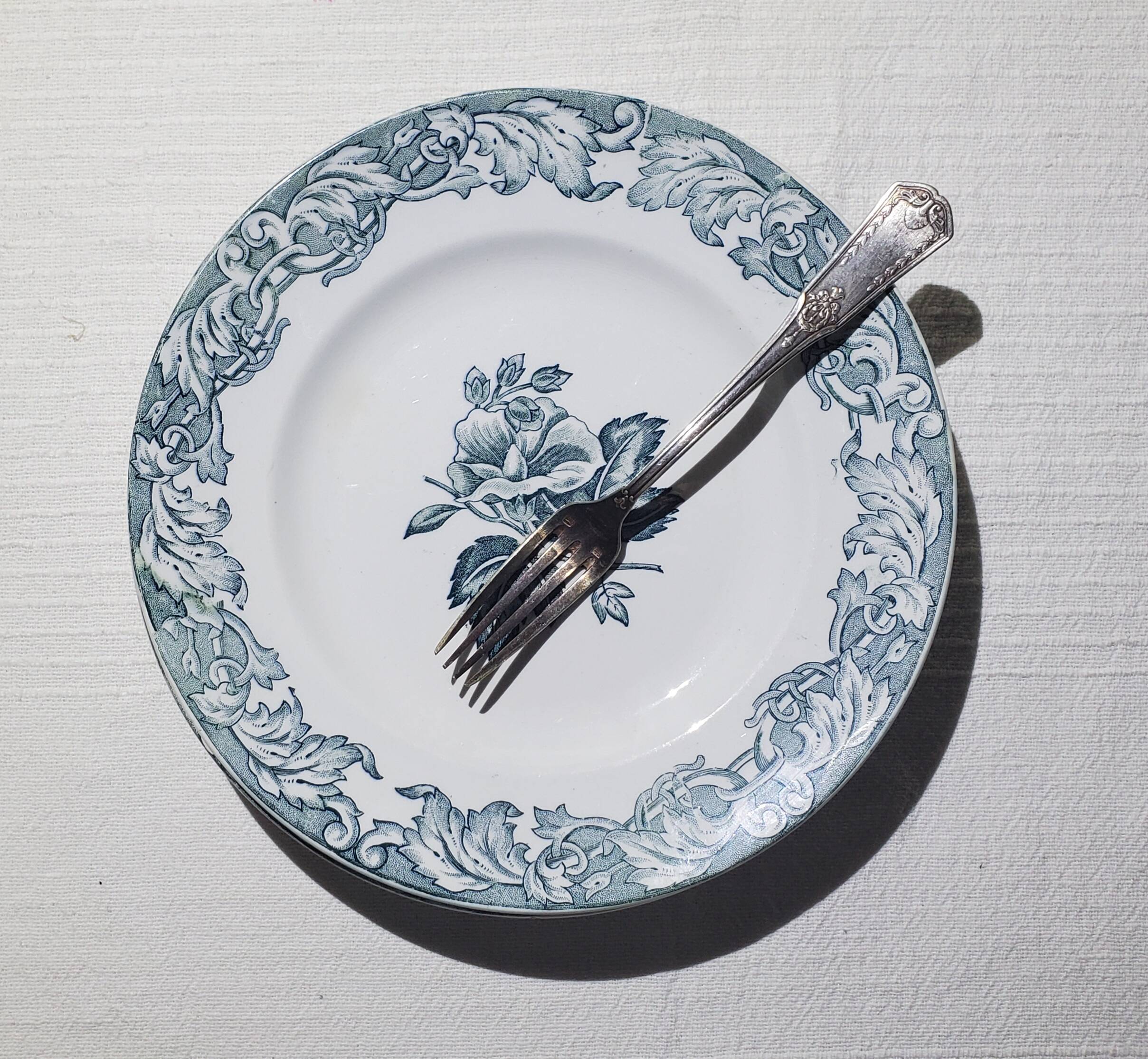 Set of 5 flat plates in St Amand earthenware, Valérie model, Ironstone