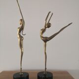Duo de sculptures femmes danseuses en laiton