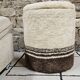 Boucle wool fireside chair and its 1970" vintage pouf