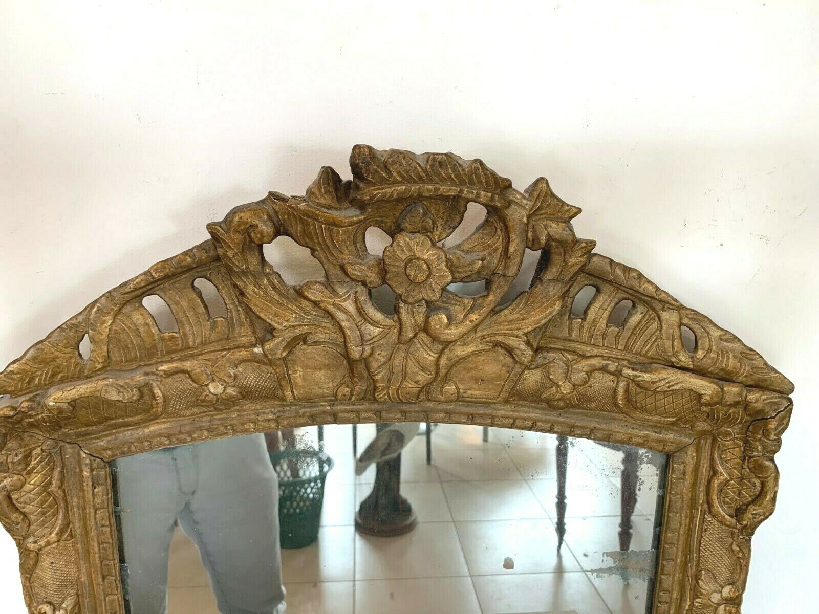 Mirror Louis XV in gilded carved wood Trumeau fireplace 19th century 80x56cm