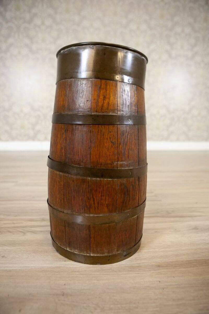 Oak Barrel Umbrella Stand, Early 20th Century