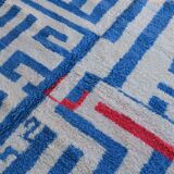 Moroccan Berber blessed ouarain rug modern blue and white