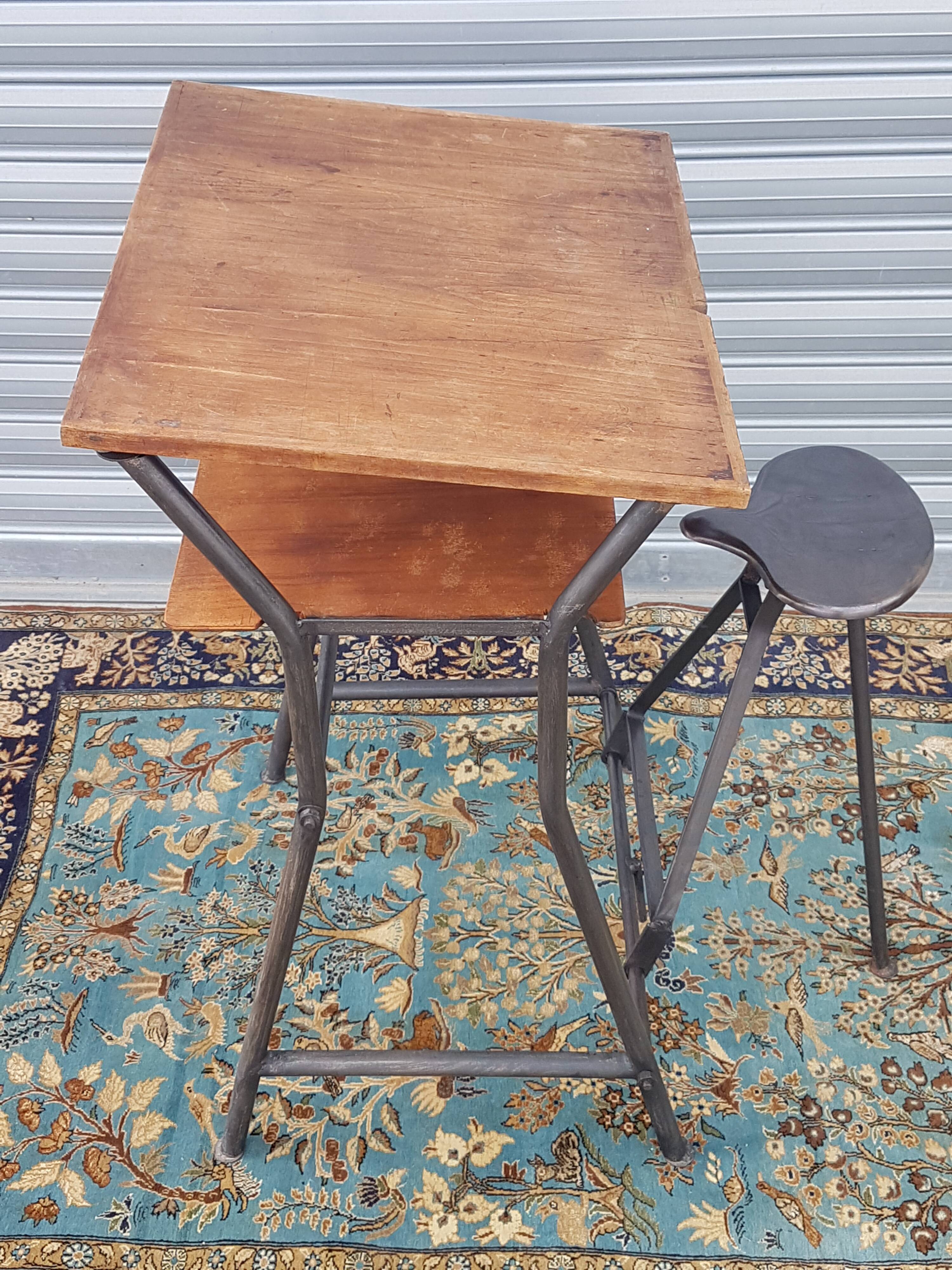 Architect's desk with integrated stool