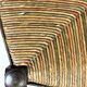 Antique wooden and straw nurse's chair - openwork backrest with bars c