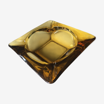 Cendrier vintage en verre ambré