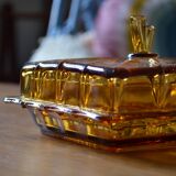 Amber glass butter dish
