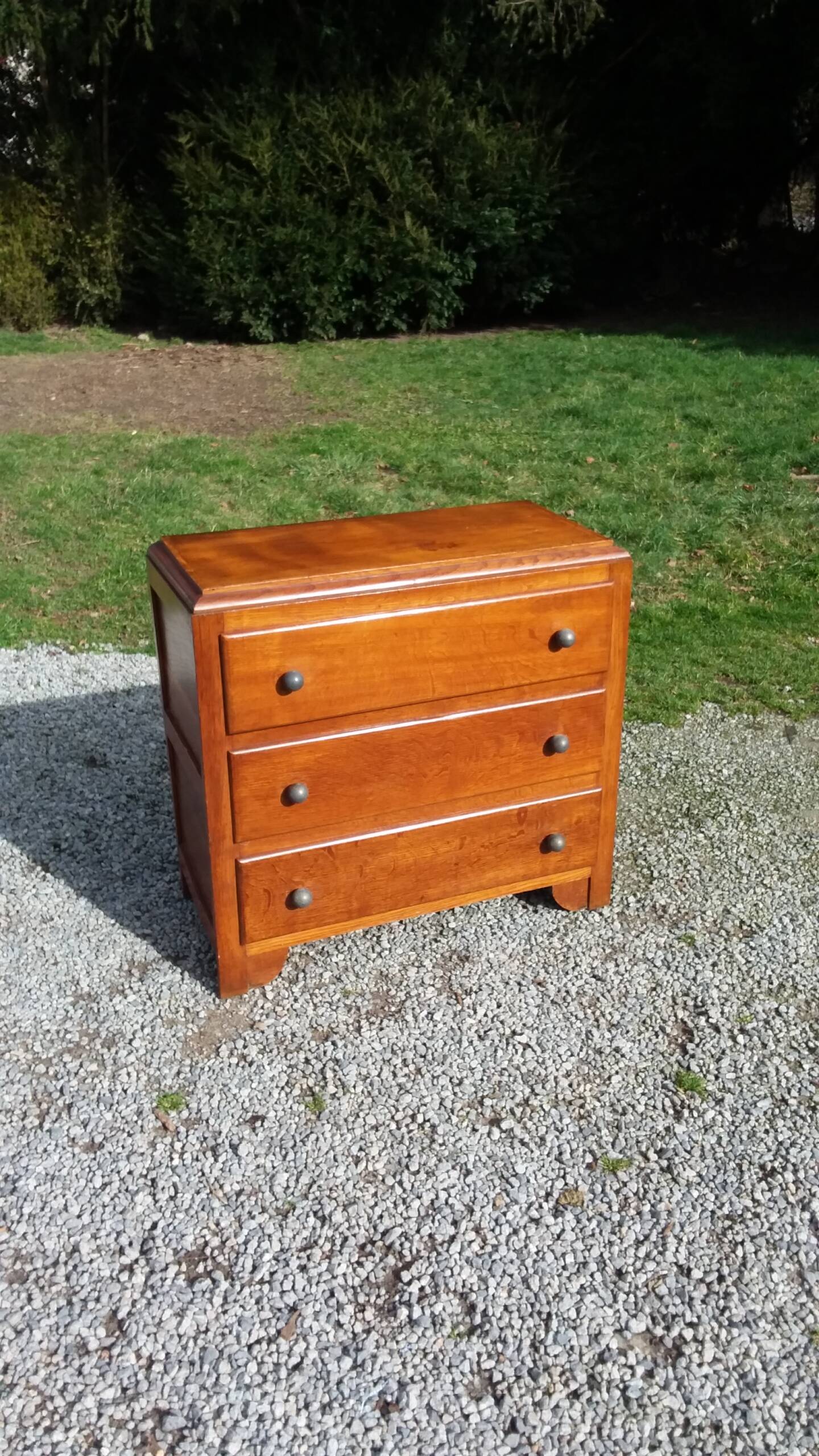 Vintage 3-drawer golden oak chest of drawers from the 50s