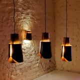 Vintage black brass 'østerport' pendant and wall lamp by Bent Karlby for Lyfa, Denmark 1960s