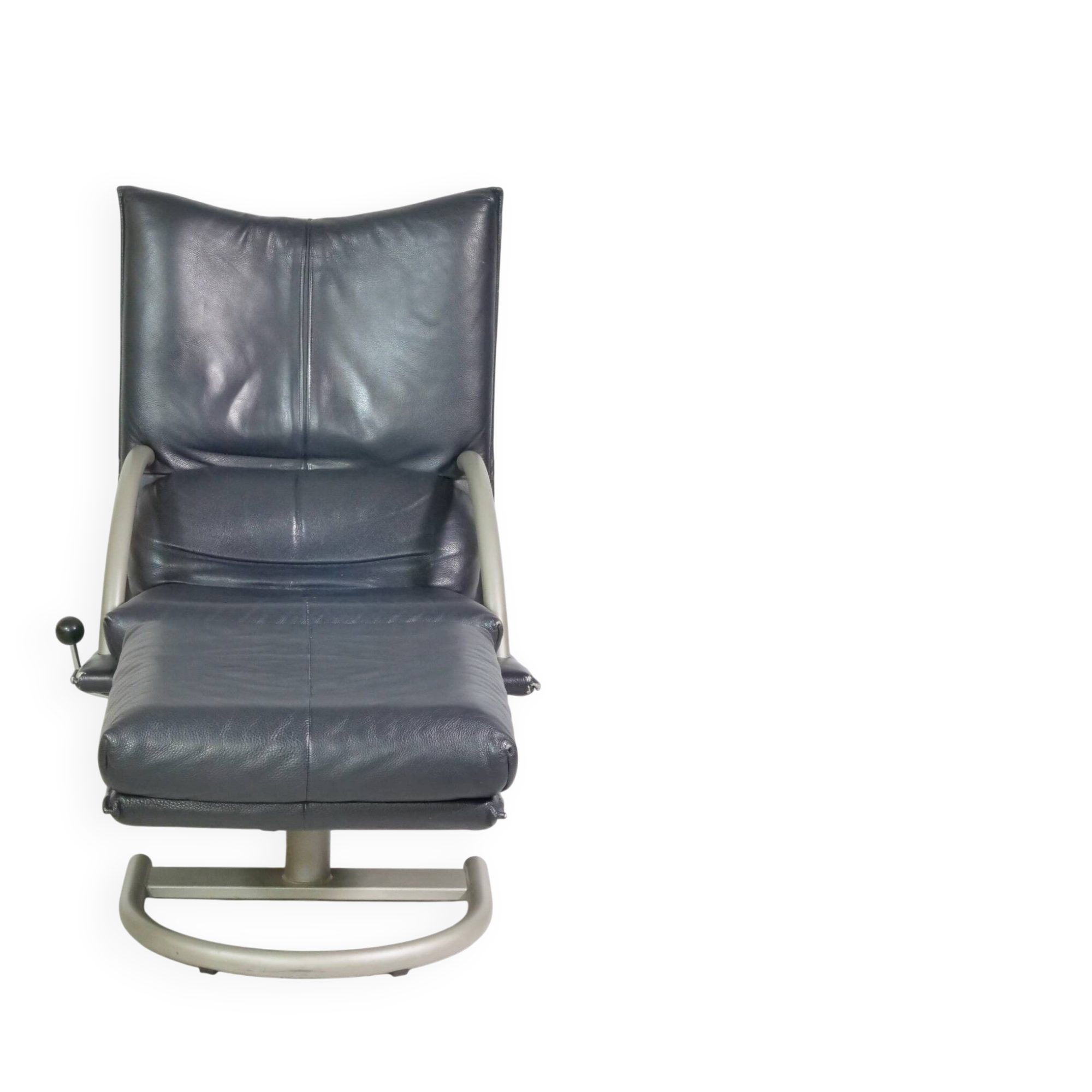 Vintage Design Leather Armchair Rolf Benz BMP 418 with Footstool, 1980s