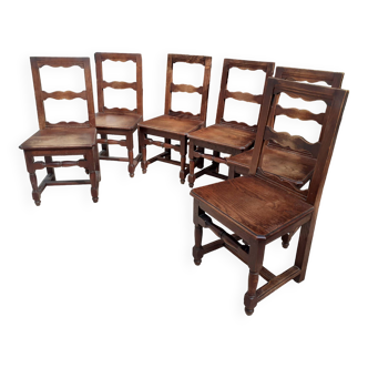 Six Lorraine oak chairs