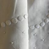 Linen thread sheet embroidered with polka dots without monogram 1950