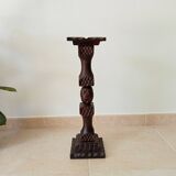 Vintage carved wooden pedestal ashtray