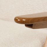 Vintage armchair rustic oak pearl bouclé concluded by Chierowski