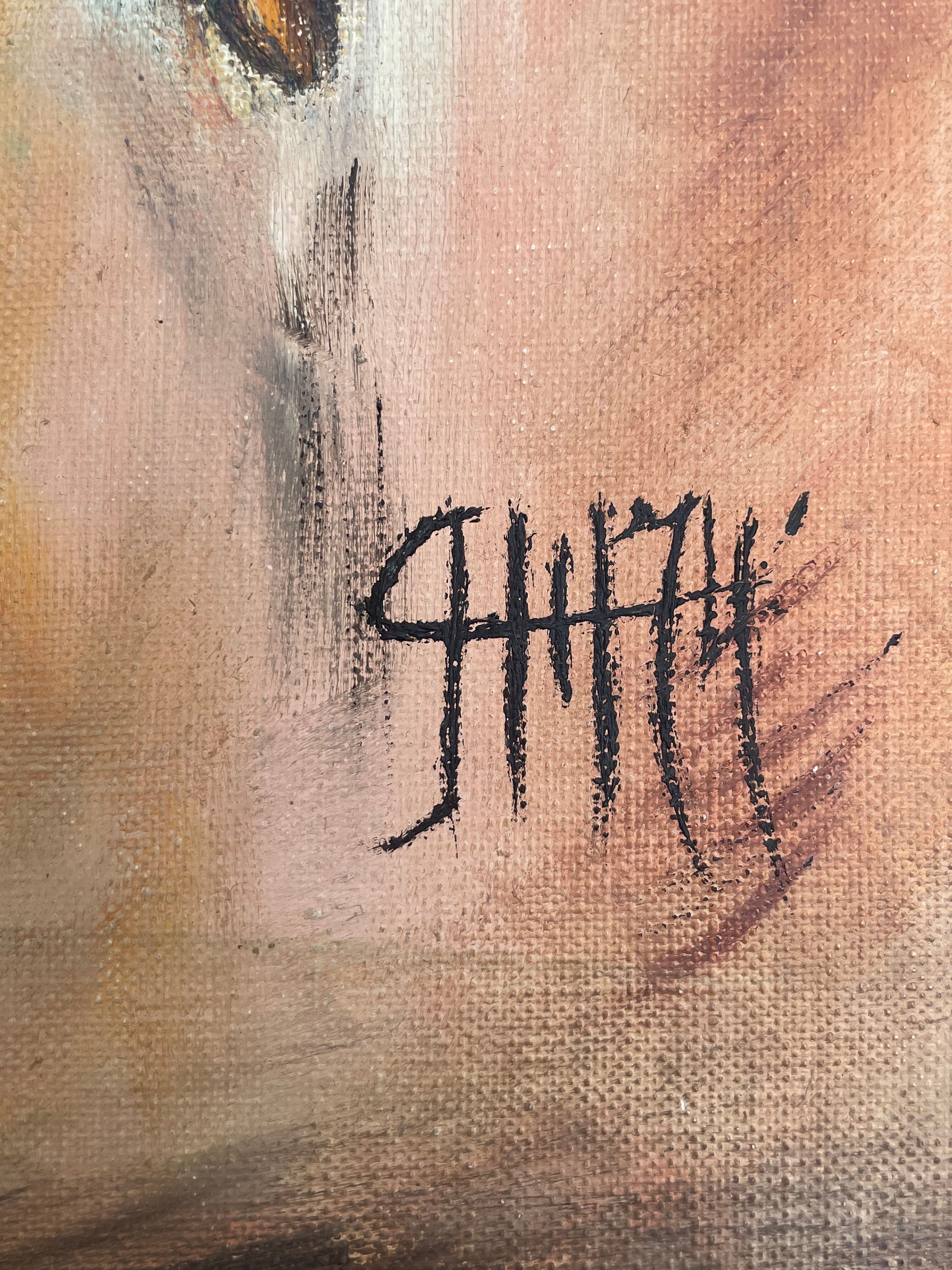 Table painting old still life with flowers