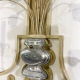 Pair of Silver Wrought Iron And Glass Wall Lights by Banci, Italy, 1940s