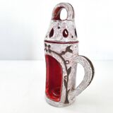 Vintage ceramic terracotta glazed candle holder - 1970s