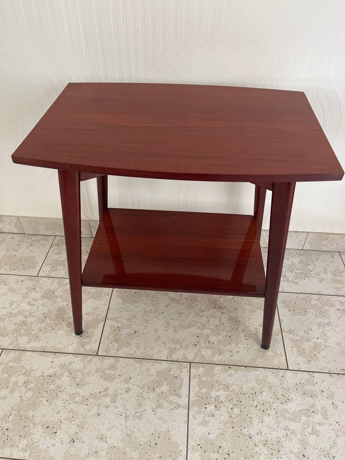 Vintage serving trolley in varnished wood from the 60s