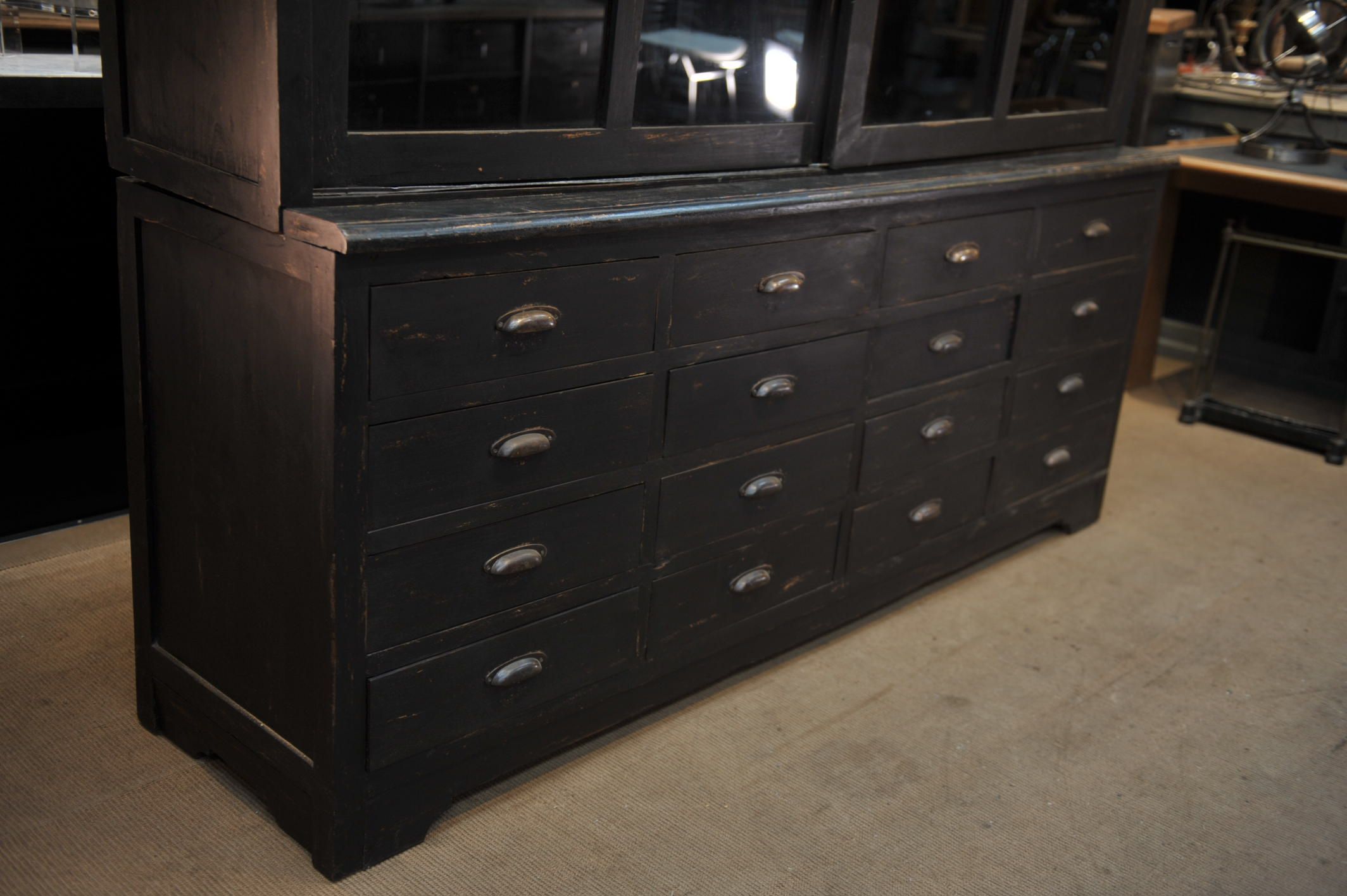 Teak library 1960 sliding doors and drawers