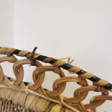 Fauteuil peacock, style Emmanuel en osier tressé, années 1970