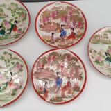 Set of seven tea cups and five sub-cups made of Japanese porcelain