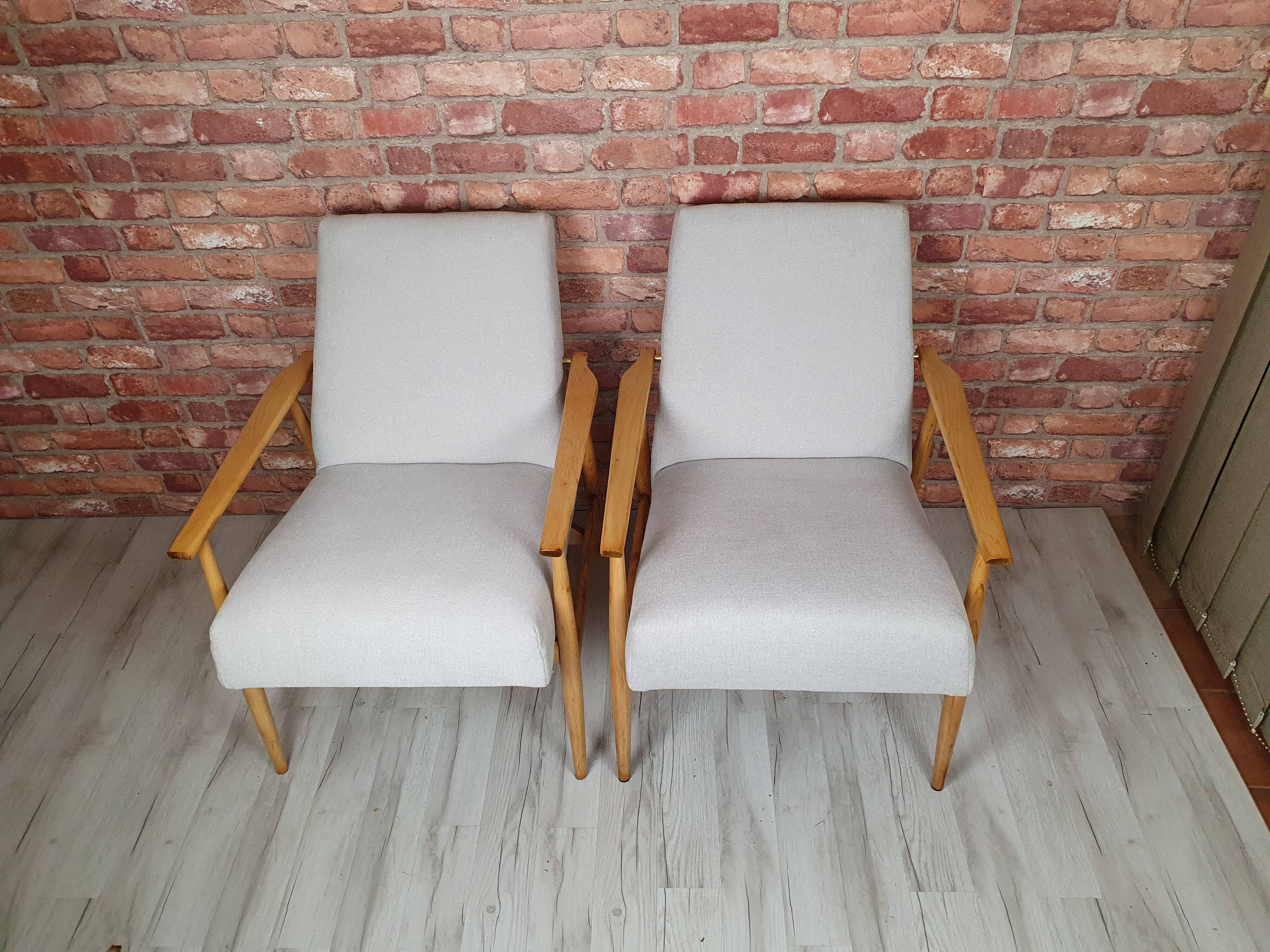 A pair of renovated armchairs "LIS", Fox, Poland 1960s