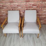 A pair of renovated armchairs "LIS", Fox, Poland 1960s