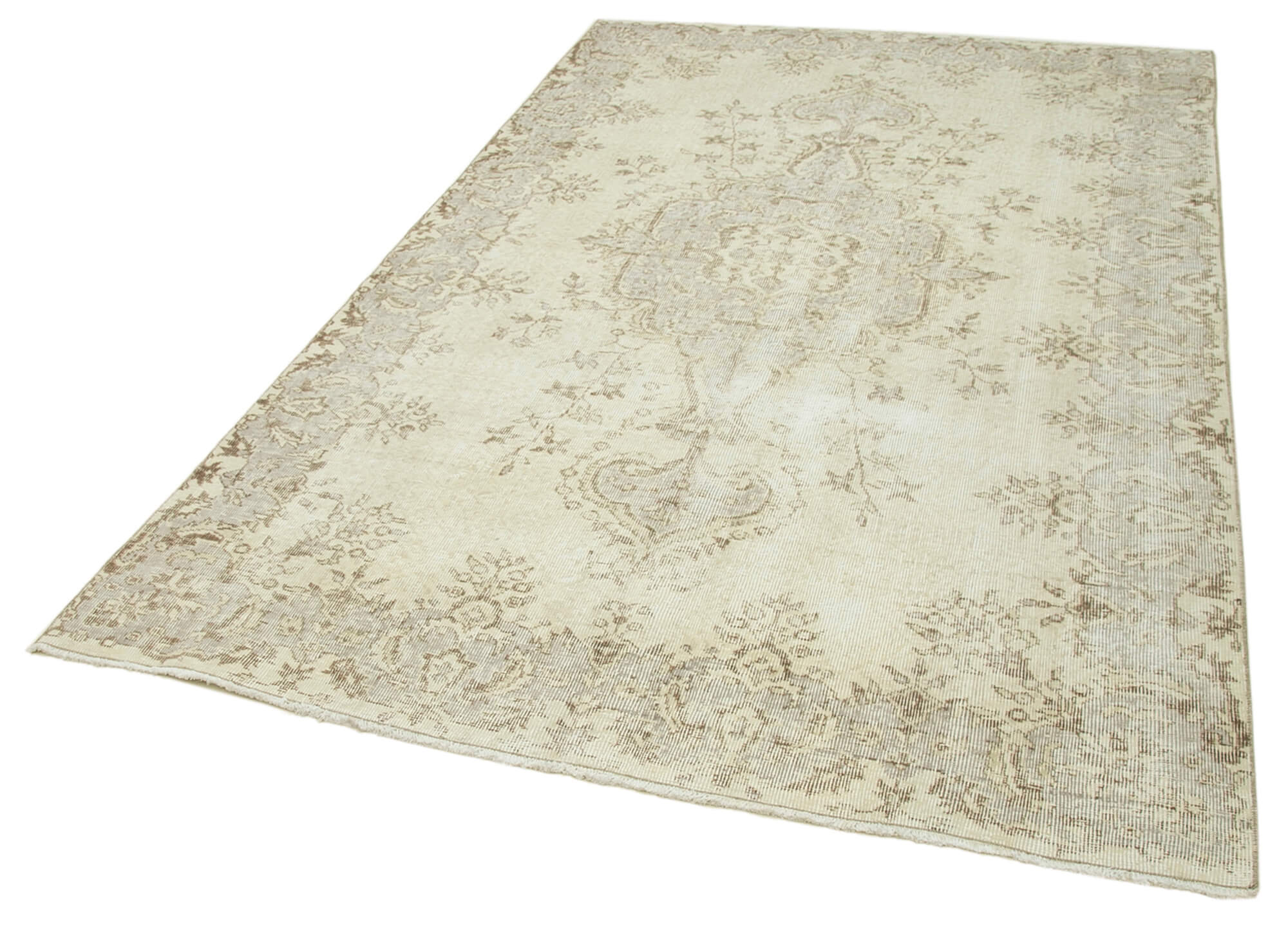Handmade vintage oriental beige carpet 162 cm x 256 cm