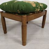 Pair of vintage oak poufs