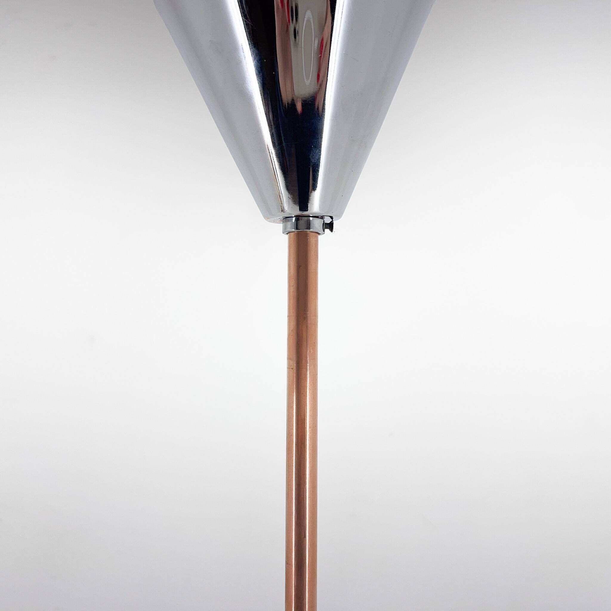 Mid-century chrome, copper & plastic chandelier by drukov, 1970s / 2 pieces avl