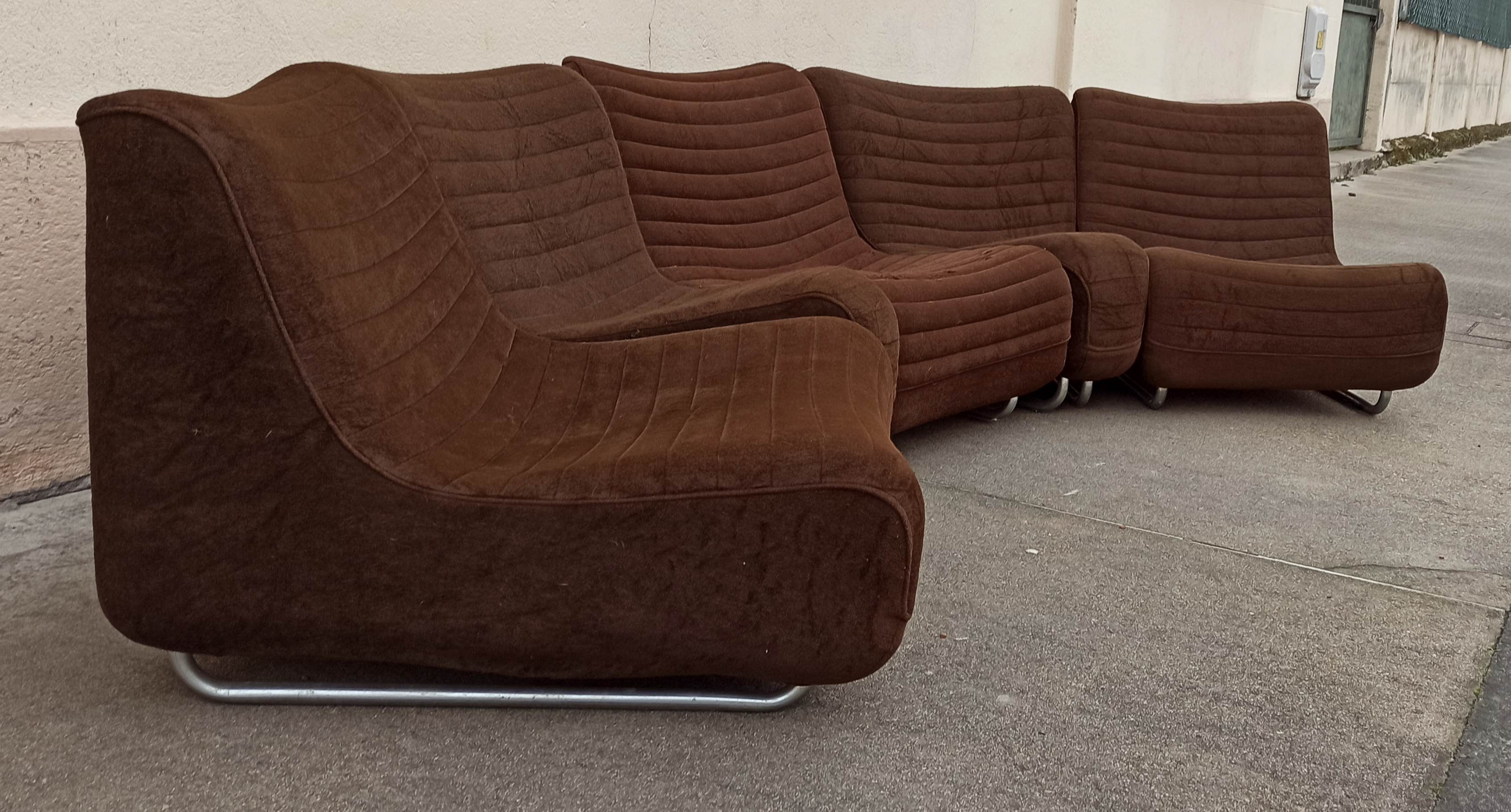 Ensemble de 5 chauffeuses marron Carl-Henrik Spak années 70