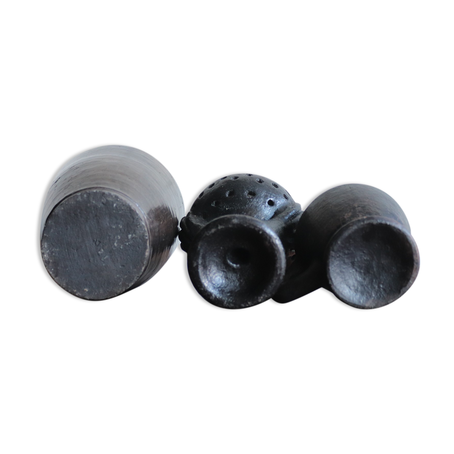 Set of 3 vintage brown and black pottery